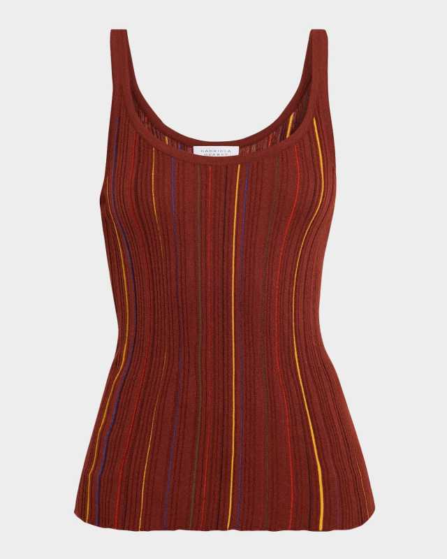 Yara Striped Plisse Knit Tank Top